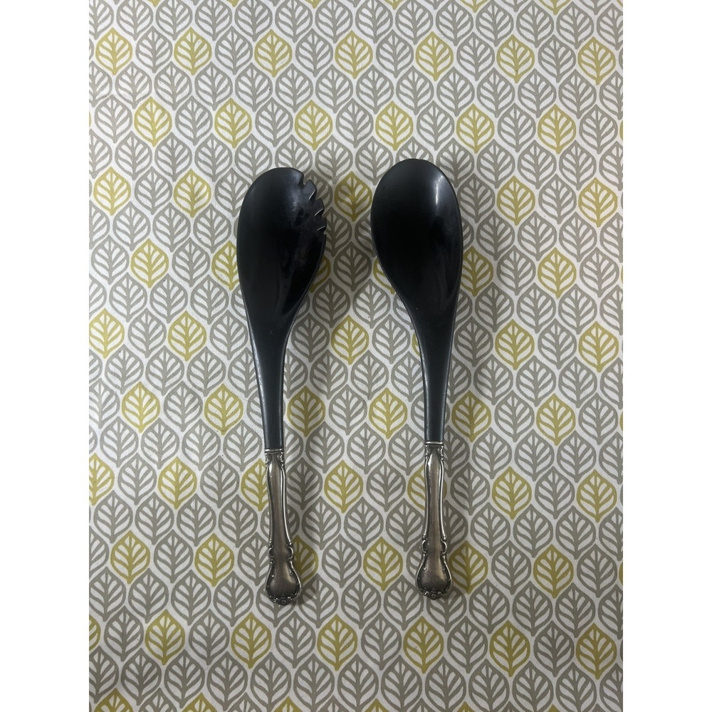 Towle Sterling Silver French Provincial Salad‎ Serving Set Black Ebony